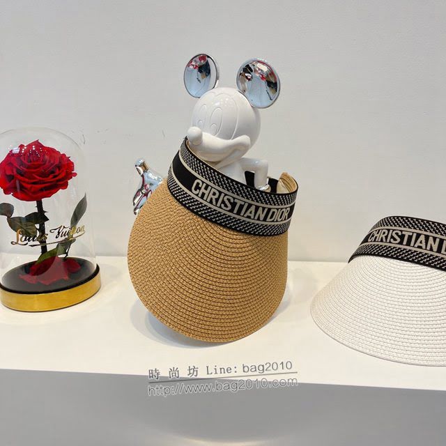 Dior新品女士帽子 迪奧2021春夏新款拼接空頂帽  mm1599